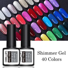 LEMOOC 8 мл Блестящий УФ-Гель-лак для ногтей с блестками полуперманентный серебряный розовый красный Сияющий Гель-лак для ногтей