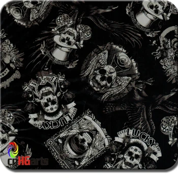 

cnHGarts Free shipping 50cm width aqua print Mossy Oak Hydrographics Film Liquid Transfer Printing skull WTP1052