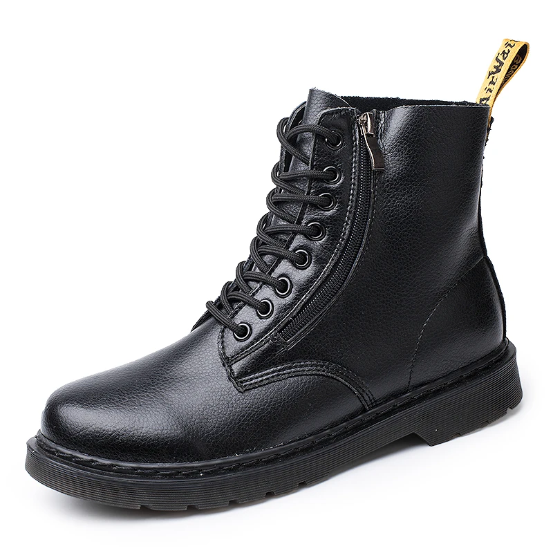 

zipper Brand Leather Ankle Boots Autumn Winter Women Men's Boots Black Motorcycle Boots Outdoor Working Snow Boots Men Shoes