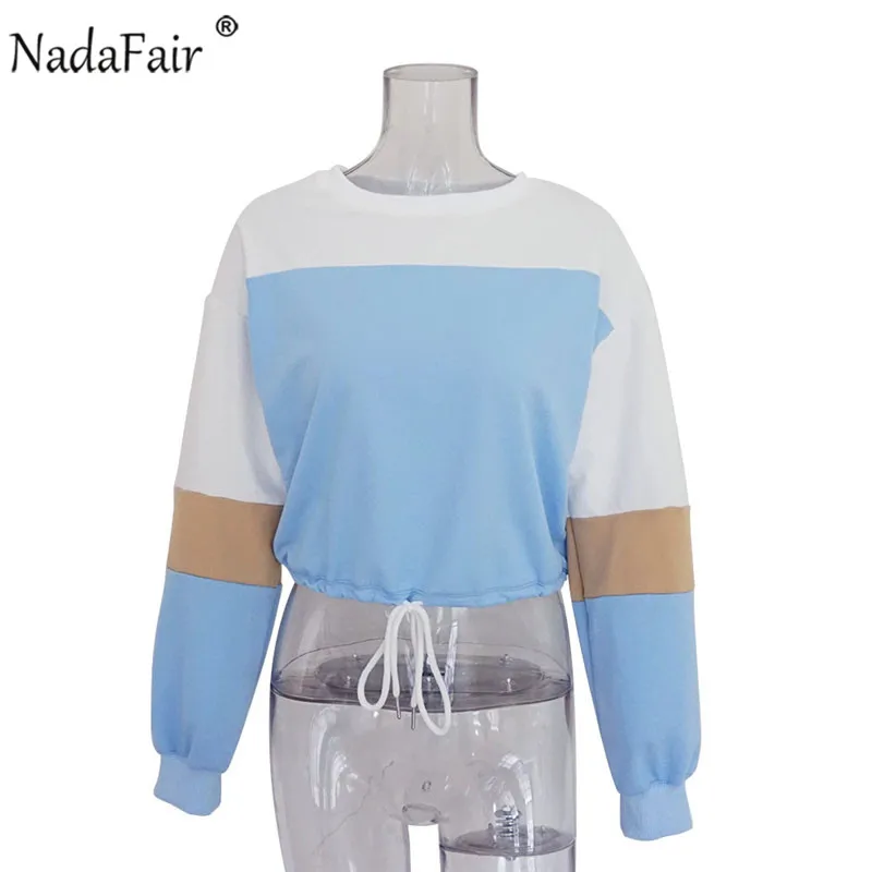 Женские Лоскутные толстовки Nadafair Свободные повседневные свитеры с эластичной