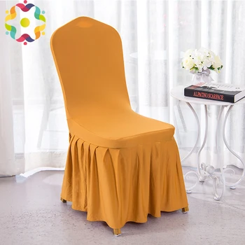 

5PCS Universal Size Stretch Pleated Chair Cover Skirt Seat Covers For Wedding Banquet Party Hotel Slipcovers housse de chaise