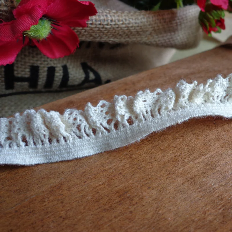 2m x 17mm WHITE 100/% COTTON LACE TRIM