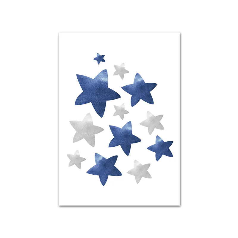 Лев луна звезды картина животное постер для детской комнаты в синем и черном цвете ребенок стены отпечатанная на холсте картина живопись скандинавские для маленьких мальчиков украшения для спальни - Цвет: Picture 1