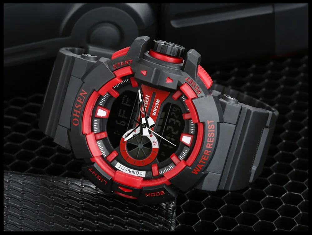 OHSEN Спортивные Брендовые мужские спортивные часы цифровые светодиодные спортивные наручные часы 50 м водонепроницаемые мужские часы для мужчин s кварцевые часы