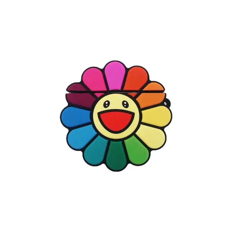 

Fashion Cute Colorful Flowers Soft Silicone Protective Cover Shockproof Case Skin With Lanyard for Airpods 1/2 Charging Box