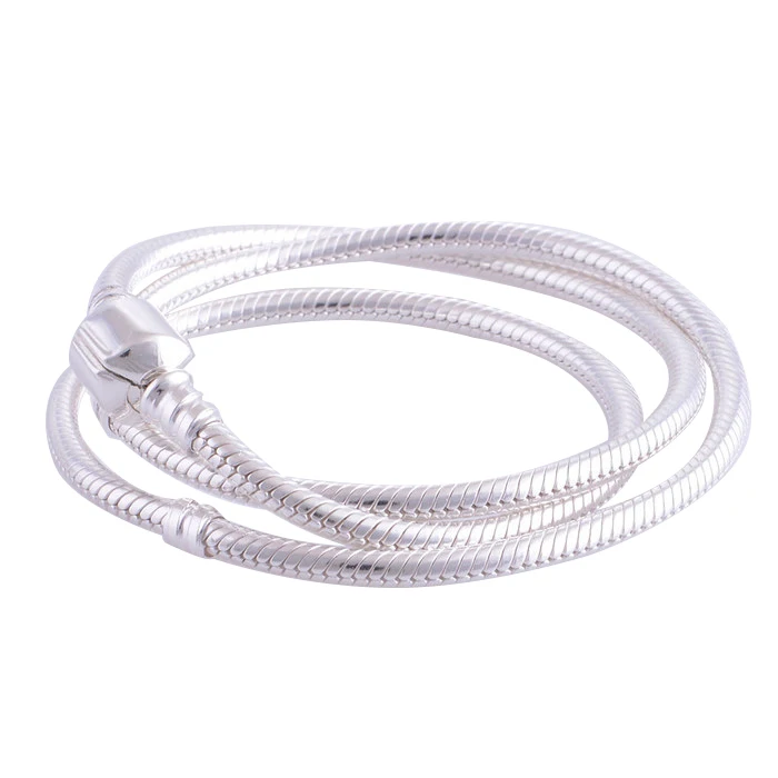 

45-50CM 925 Sterling Silver Clasp Snake Necklace Chain Fits European Charm Bracelets Necklaces For Women DIY Jewelry Making
