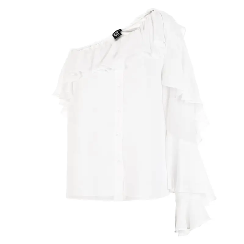 Vero Moda 2019 Весна Лето Новые диагональные вырез Гофрированные Рукава шифоновая