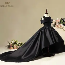 Благородный WEISS черный нарядные платья для девочек Формальные настроить новый стиль платье с цветочным узором