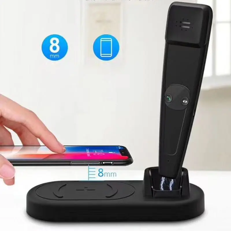 

2in1 Telephone Radiation-proof Handset Bluetooth Call Handsfree with Qi Wireless Charger for iPhone Samsung Huawei Phone Charger