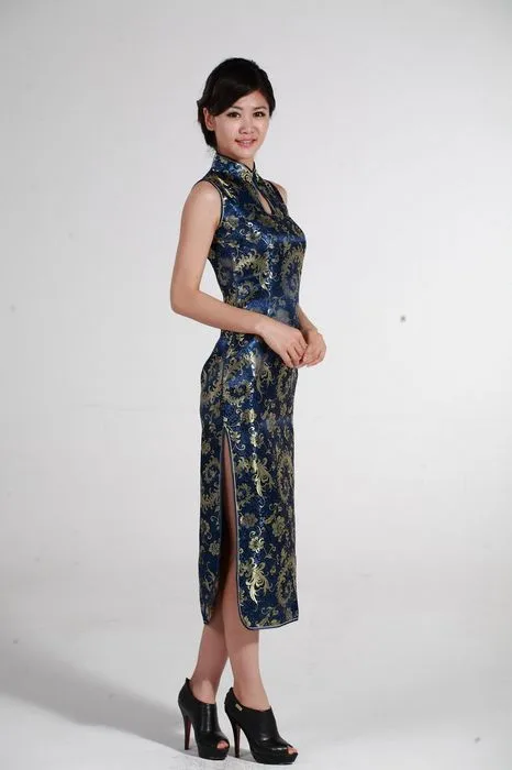 Шанхай история высокого качества традиционное китайское платье вечернее платье без рукавов Чонсам Ципао китайский женский халат китайский стиль платье