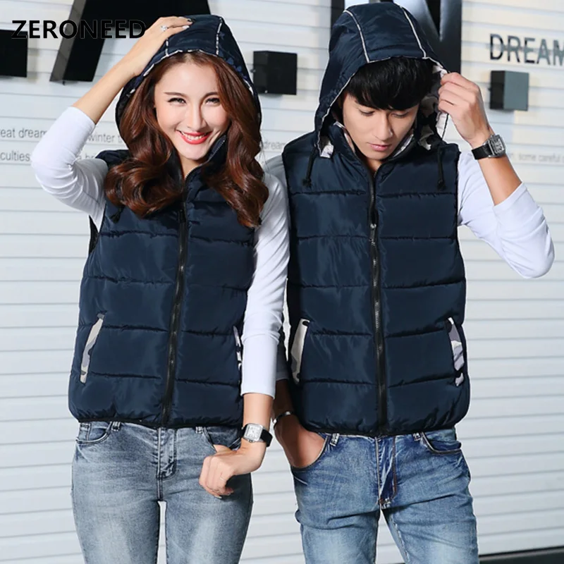 Zeroneed Brand Hooded Vest Mens Jacket Sleeveless Winter Fashion Casual