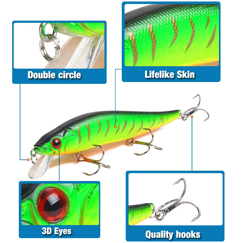 1 قطعة 14 سنتيمتر 23g أسماك الصيد السحر المتذبذب الطعوم الثابت Crankbait ABS طعم صناعي ل باس بايك الصيد معالجة