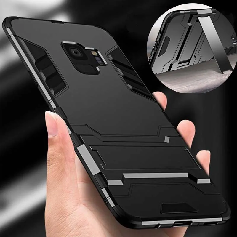 

Shockproof Armor Phone Case for Samsung S9 Plus S8 Plus S6 S7 edge Note8 Note9 A3 A5 A7 A8 J3 J5 J7 Hybrid PC+Silicon Stand Case