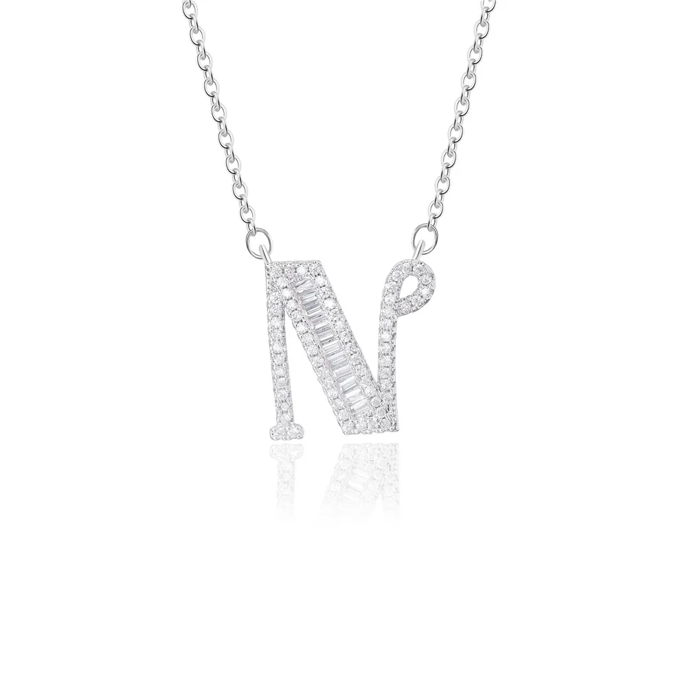 Платиновая Роскошная самодельная буква ожерелье с надписью чокер для женщин персонализированное женское изысканное украшение на шею ювелирные изделия - Окраска металла: NS010-N