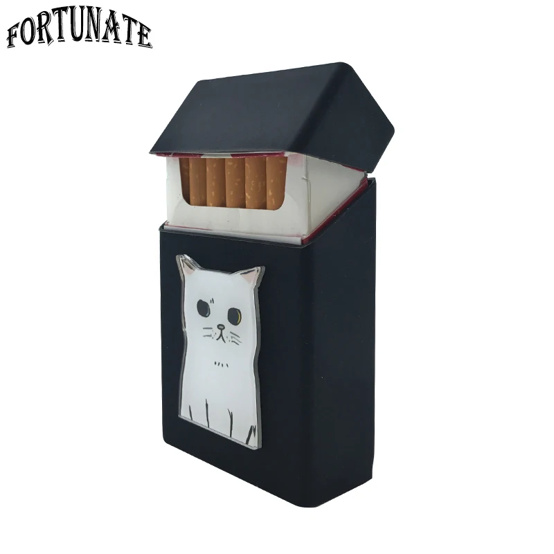 Розовый значок с изображением кота, силиконовая коробка для сигарет, чехол для сигарет, аксессуары для курения, 20 сигарет, коробка для сигарет, коробка для табака