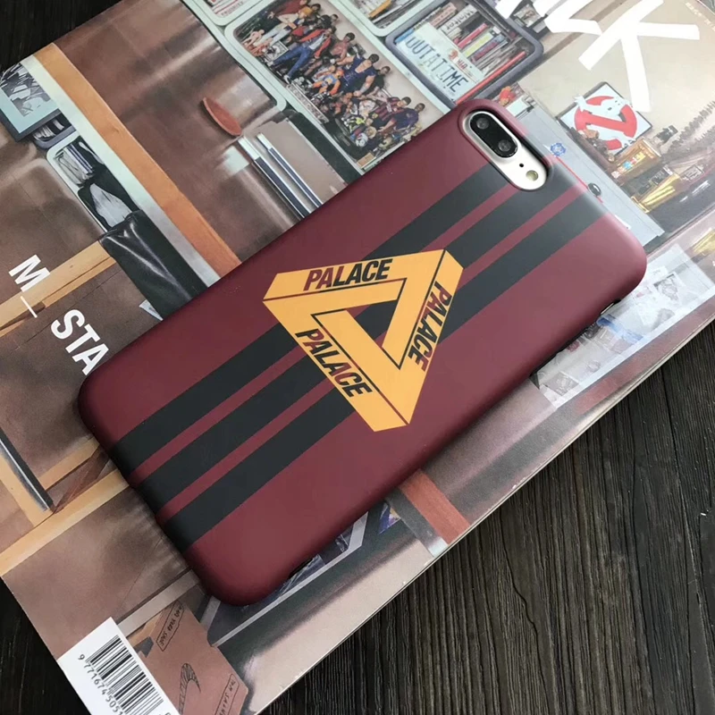 

Fashion Brand Palace Case For iPhone 8 7 6 6S Plus XS Max XR X Cases Triangle Logo Stripe Frosted Soft Silicone imd Cover Coque