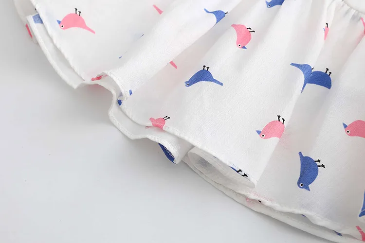 2018 Hot Summer 2 3 4 6 8 9 10Years Thin Sweet Cute Cartoon Animal Print Blouse Baby Kids Girls Short Lantern Sleeve Dress Shirt (22)