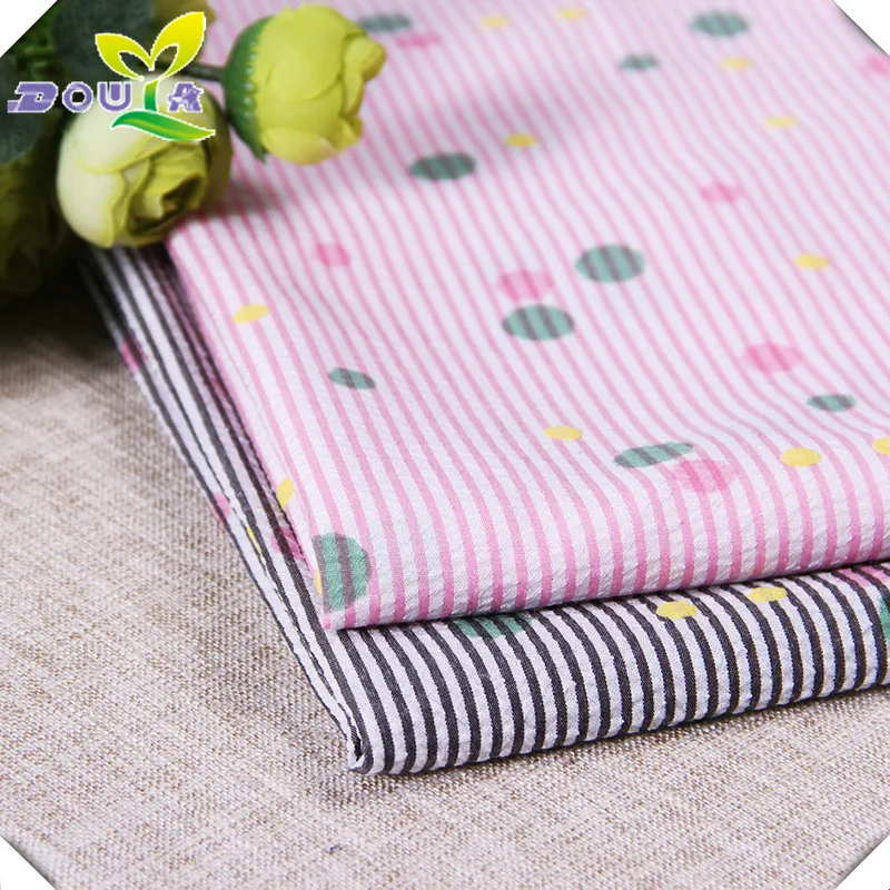 Direct Manufacturers Of Polyester Cotton Yarn Dyed Seersucker Striped