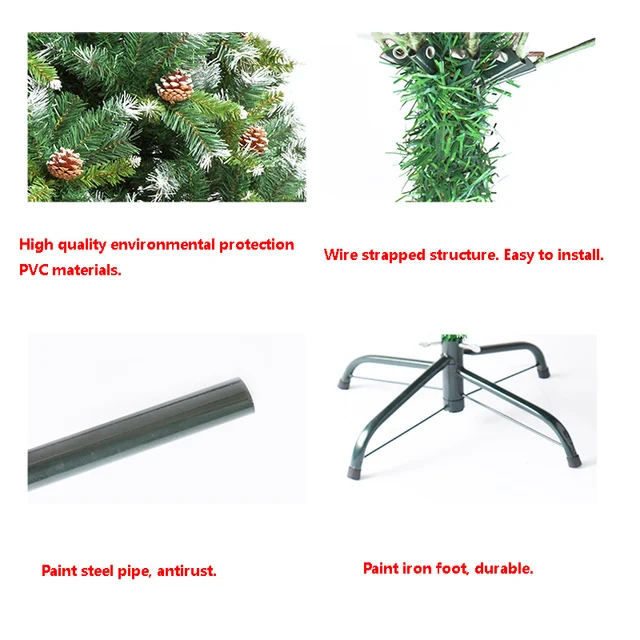 1.2 m 1.5 m 1.8 m 2.1 m ochrona środowiska pcv liście boże narodzenie drzewo z płatek śniegu i Pinecone -