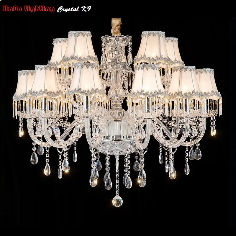 

Crystal Chandelier Living Room K9 Crystal Chandeliers Clear Hanging Lights Fixture Wedding Decoration Pendant Lamp Free Shipping