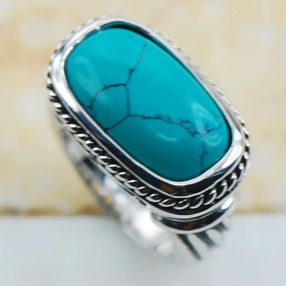 Buy Turquoise 925 Sterling Silver Top Quality Fancy Jewelry wedding Ring Size 6