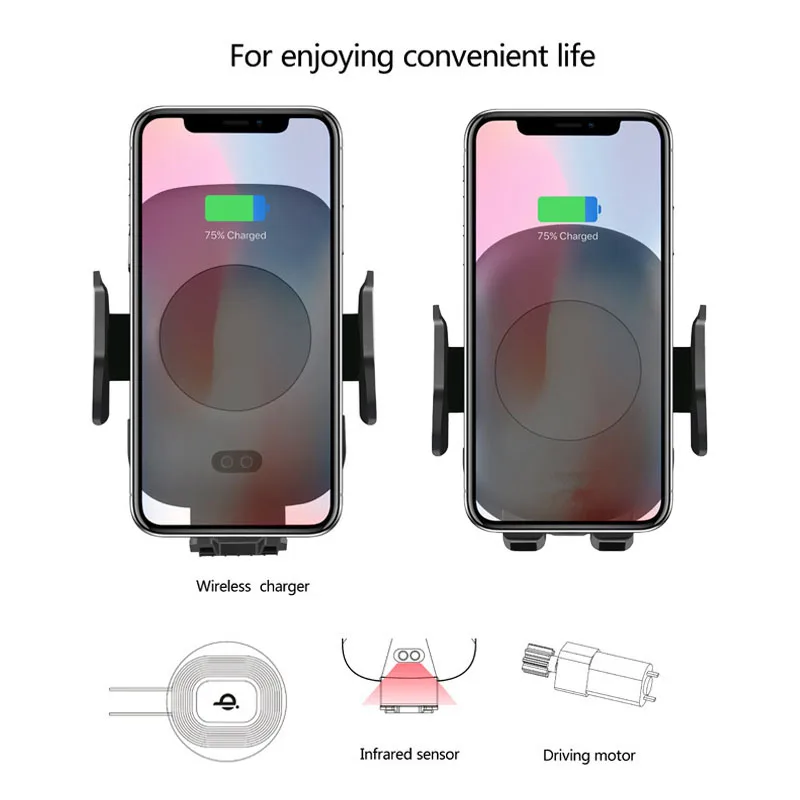 10 Вт/7,5 W Беспроводной Зарядное устройство инфракрасный Сенсор для Apple iPhone XS Max X samsung Galaxy Note S9 S8 быстро QI автомобиля Зарядное устройство крепление для телефона в автомобиле