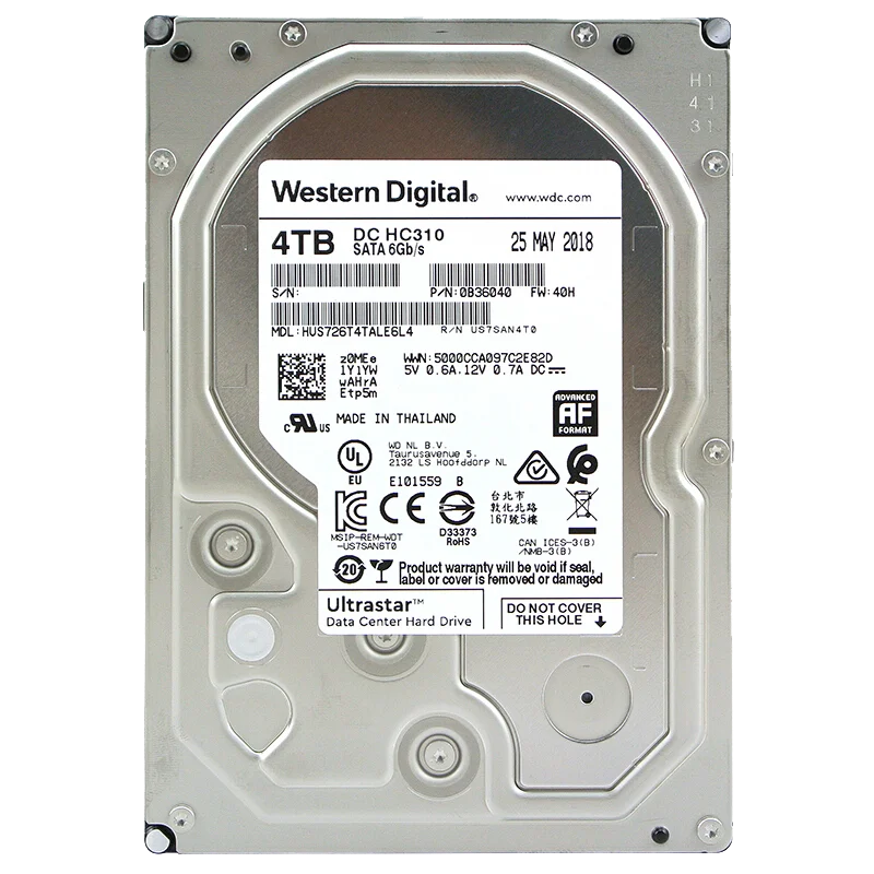 Western Digital 8TB 6TB 4TB 2TB 1TB Ultrastar DC HC320 SATA HDD- 7200 RPM Class SATA 6Gb/s 256MB Cache 3.5" HUS728T8TALE6L4 - Цвет: 4TB