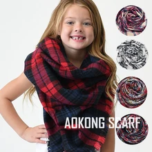 Зимний шикарный вязаный детский квадратный клетчатый шарф-палантин проверочная сетка бандана дизайнерский акриловый крупноразмерный шарф шаль
