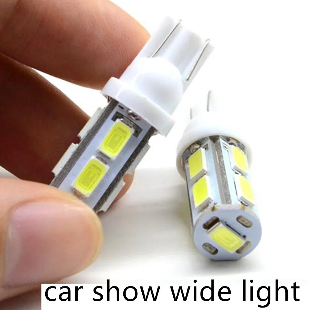 10 pieces 12V T10 9SMD 5630 5730 show wide light ice blue car led small