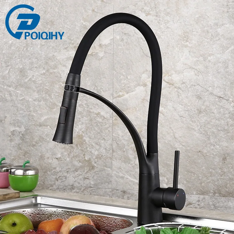 

Poiqihy Oil Rubbed Bronze Kitchen Sink Faucet Single Handle Pull Down Dual Mode Water Spout Cold and Hot Water Mixer Tap