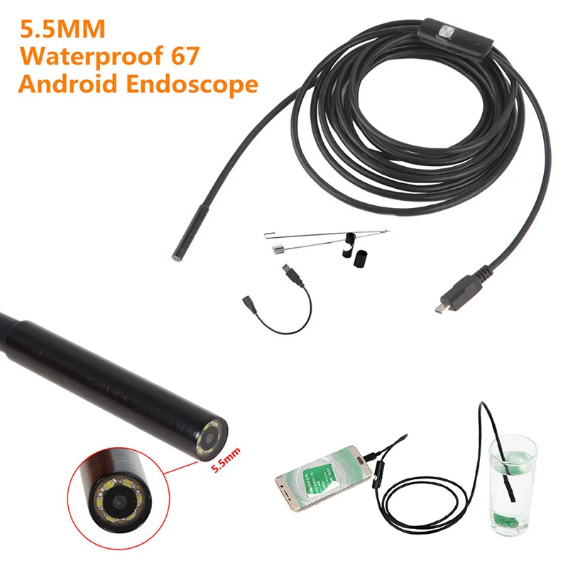 Goede Android Borescope LED Tube Mini Camera 5.5mm Lens Mirco USB OTG HD Endoscoop Waterdichte Snake Pipe Inspectie Endoscopen Devince