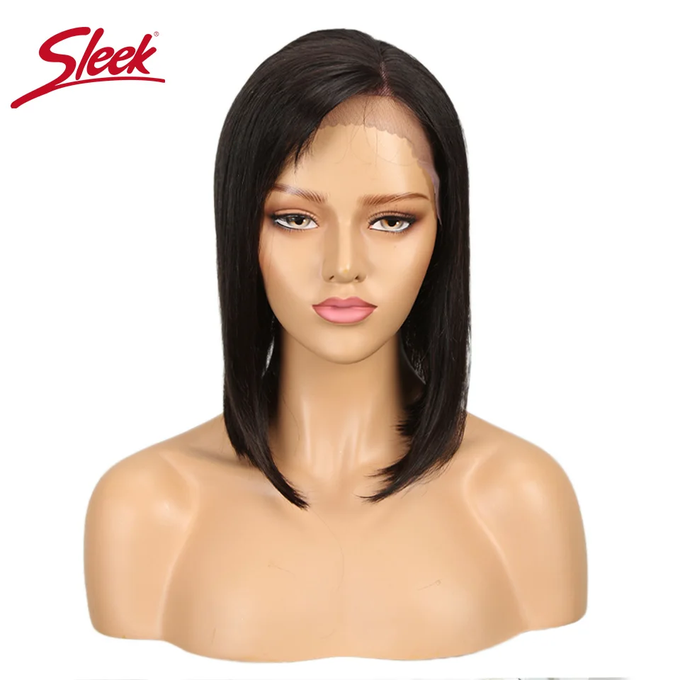 

Sleek Lace Front Human Hair Wigs Bob Wig With Pre Plucked Hairline Brazilian Straight Bob Wig Lace Frontal Wig Free Shipping