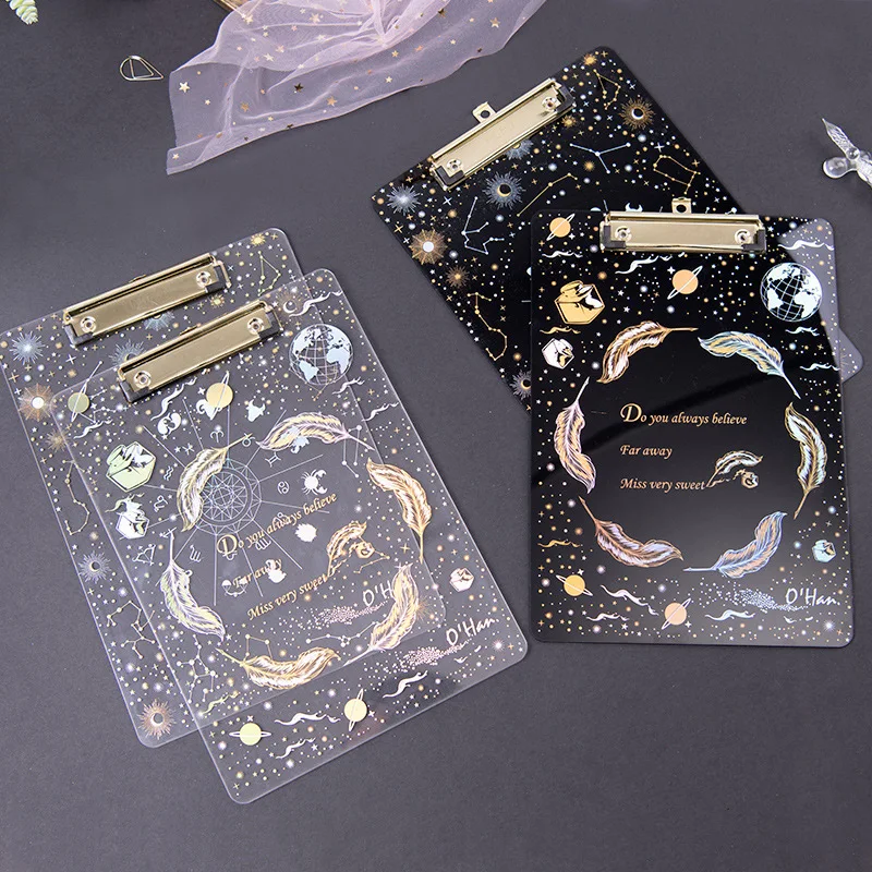 

2019 New creative A4 foil acrylic office school paper clipboard stationery supplies,fine student document file organizer folder