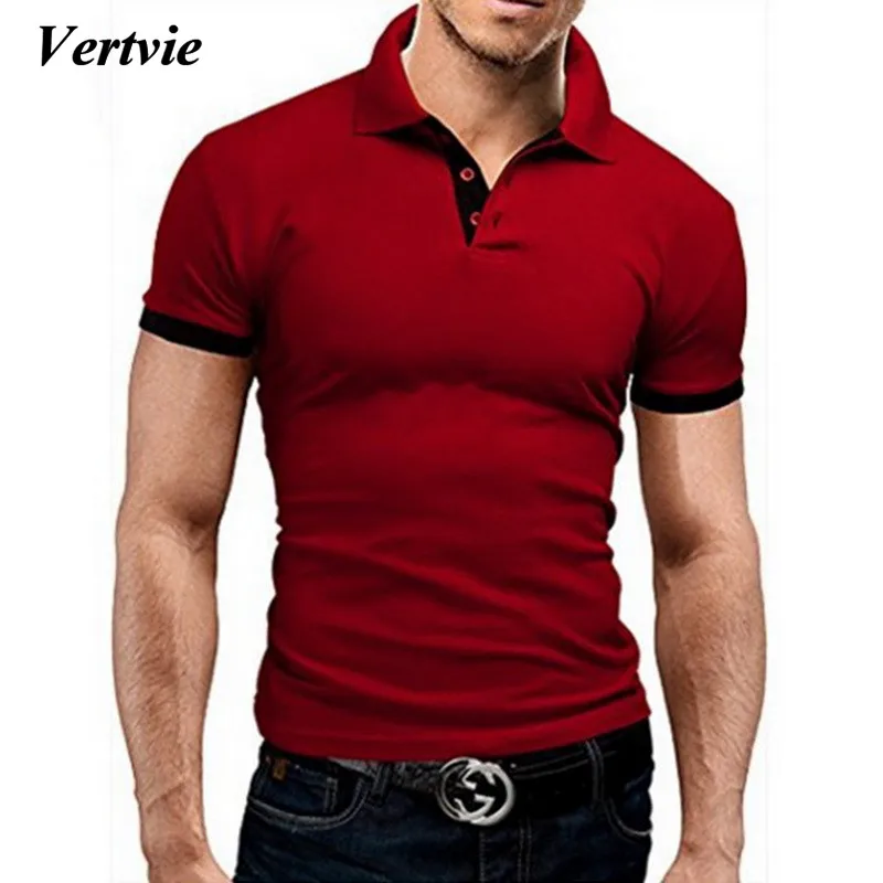 

VERTVIE Men's Hit Color Polo Shirts Summer Homme Casual Short Sleeve Cotton Male Camisa Masculina Men Clothes 2018 New