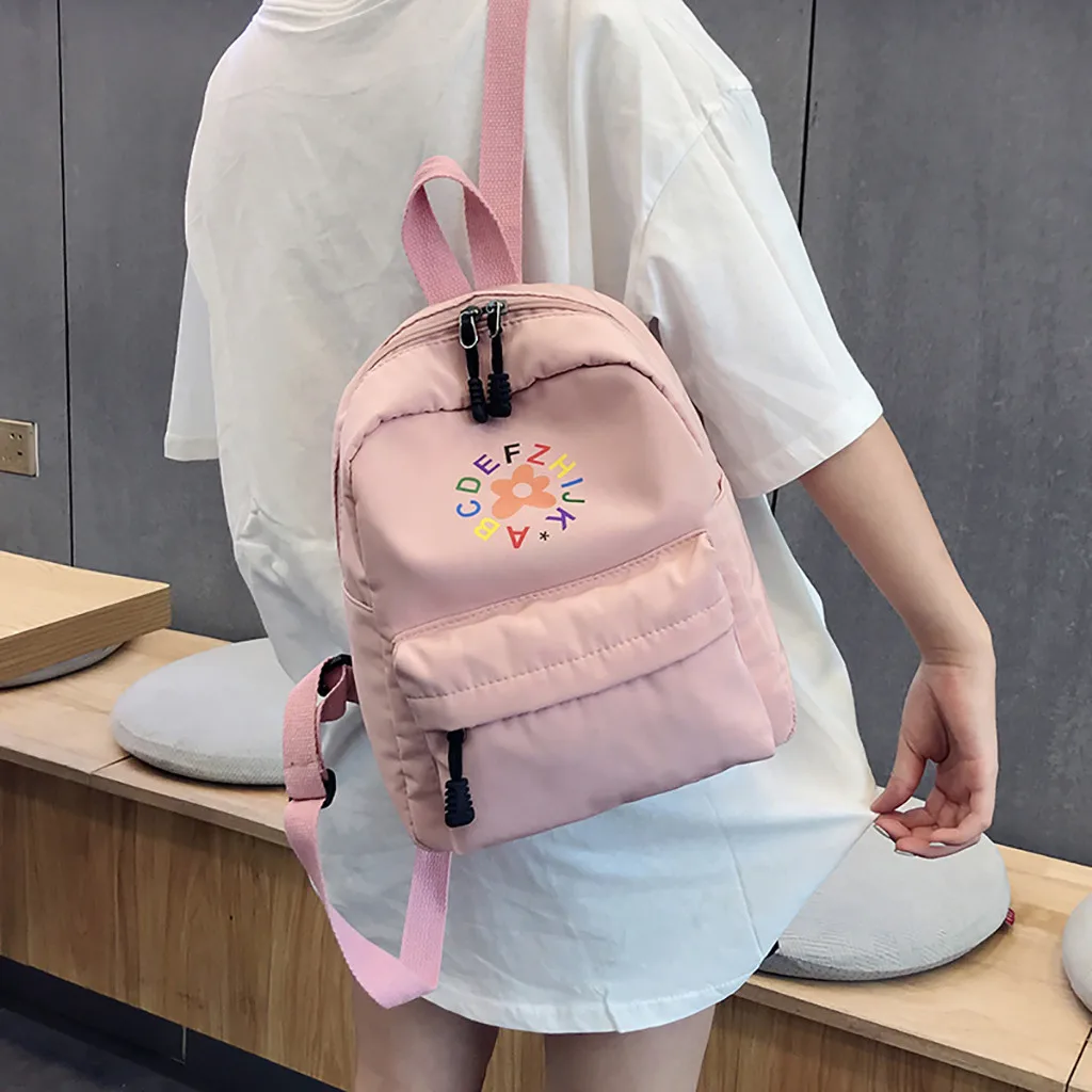 

Nylon Backpack for Women Color Matching Multi Pocket Travel Backpacks Female School Student Bag for Teenage Girls Book Mochilas