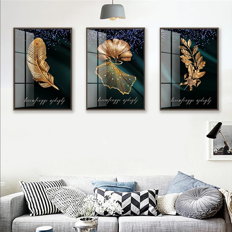 

High-grade brushed metal frame mirror triptych art decorative painting high quality 3 piece set with frame