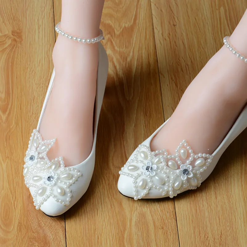 Custom Handmade Women White Lace Wedding Flats Lady Las Bridal Custom Handmade Women White Lace Wedding Flats Lady Las Bridal Prom Ballet Shoes Size 4 5 6 7 8 9 10 11 12 In S From On