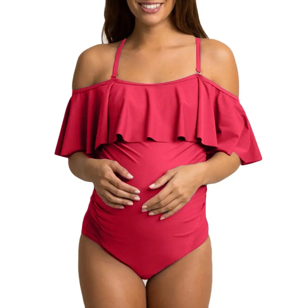 Купальники для беременных полиэстер танкини для беременных женщин прочная перевязь Купальник для беременных пляжная одежда бикини с оборками костюм A1