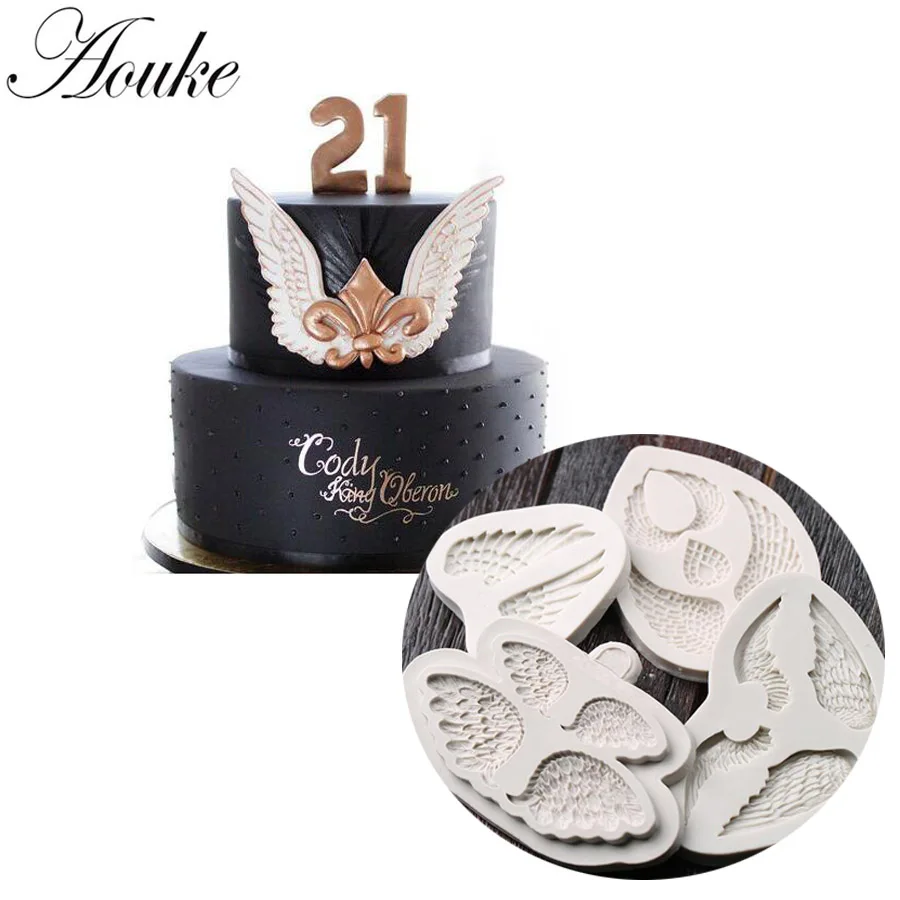 

Aouke 1PCS Color Random Leater,Angle Wing Shape Silicone Cake Mold,Fondant Bakware DIY