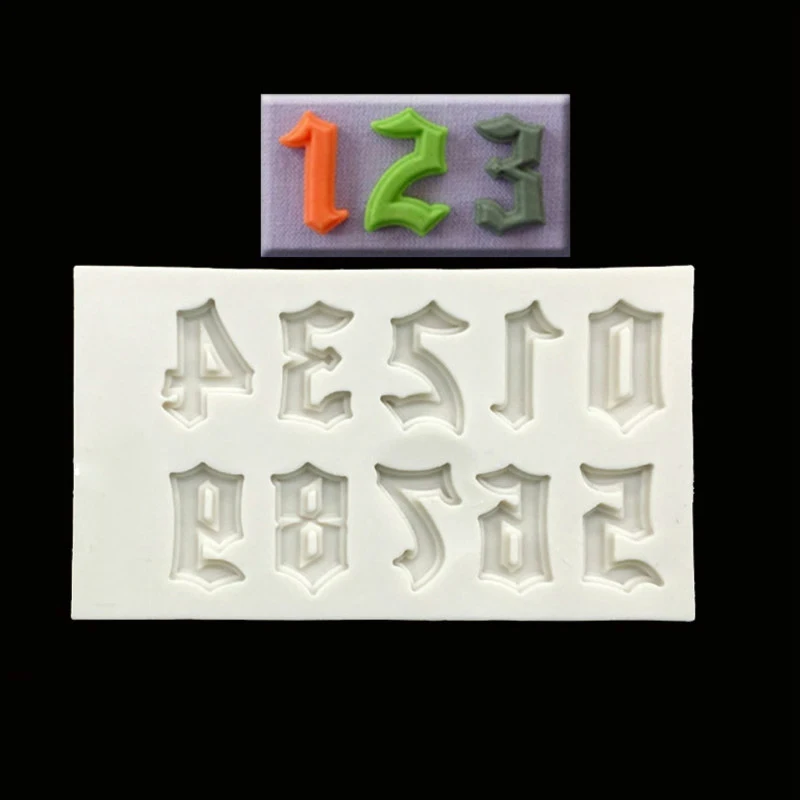 

New Pastry Tools Gothic Style Numbers Fondant Sugarcraft Silicone Cake Mold Chocolate Mould Cake Decorating Gumpaste Mold