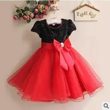 2017 Summer Baby Girls Dress Sequins Fashion Princess Dress Girl Clothes Sleeveless Lace Party Dress O-neck Bow Costume For Kids