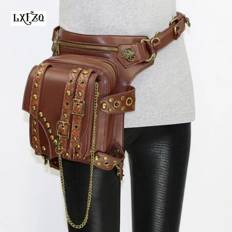 

NEW Multi-purpose Protected Purse Shoulder carteras mujer Motor leg bag belt waist bag women Steam punk men package Outlaw Pack