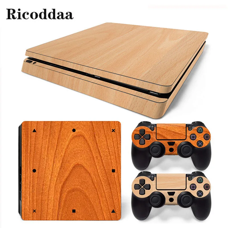 Деревянная Декаль Skin для PS4 Slim + 2 шт. контроллера защитные наклейки Sony Playstation 4