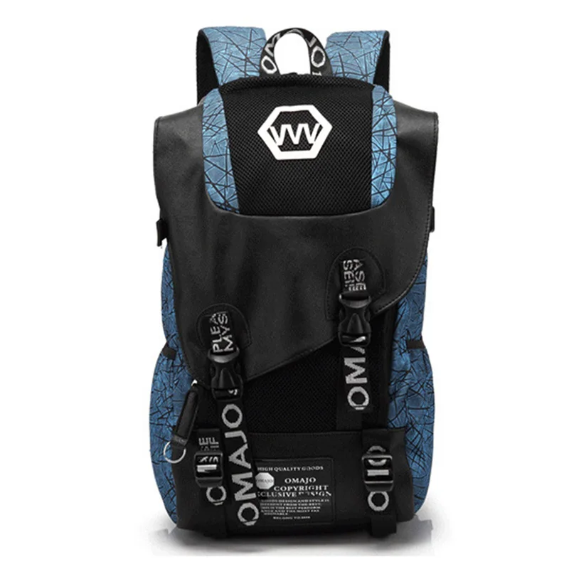 Корейский стиль, студенческие рюкзаки для подростков, мальчиков и девочек, холщовая школьная сумка с буквенным принтом, рюкзак Mochila Escolar XA537YL - Цвет: Lake blue