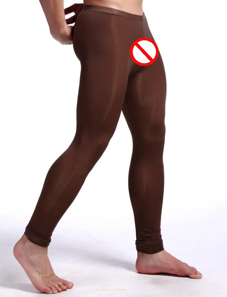 2022 New Man Sexy Nylon Transparent Long Johns/Lce Silk Pouch Sheer Leggings Bottoms/Gay Spandex Lounge Tights merino wool long underwear