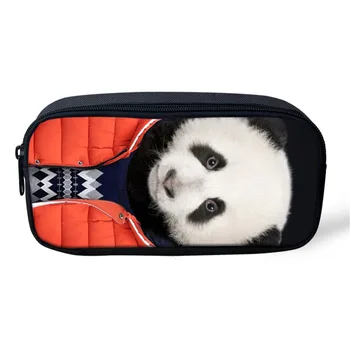 

THINK Personality Panda Polyester Pencil Case Children School Supplies Women Cosmetic Bag Organizer Make Up Bag Kids Pen Box