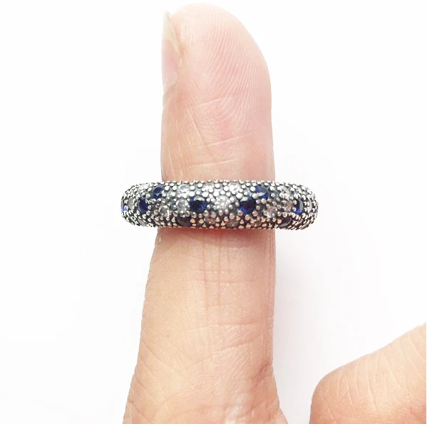 Fashion Band Cosmic Stars Rings For Women Men 925 Sterling Silver Fashion Band Cosmic Stars Rings For Women Men 925 Sterling Silver Midnight Blue Cz Wedding Ring With Brand Logo In Bridal Jewelry Sets From