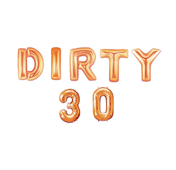 7pcs Lot Rose Gold Dirty 30 Thirty 30th Birthday Party Decoration