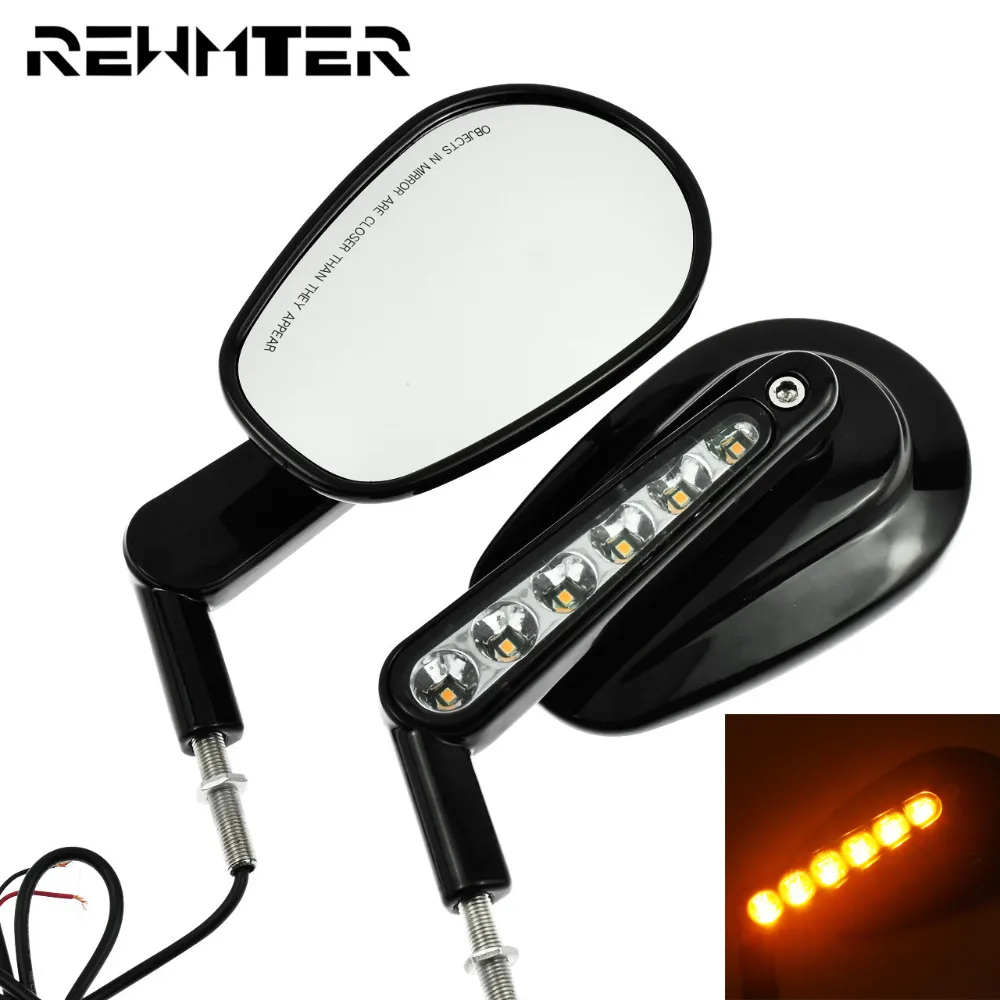Motorcycle Mirror Accessories Black Rear View Mirror LED Turn Signals