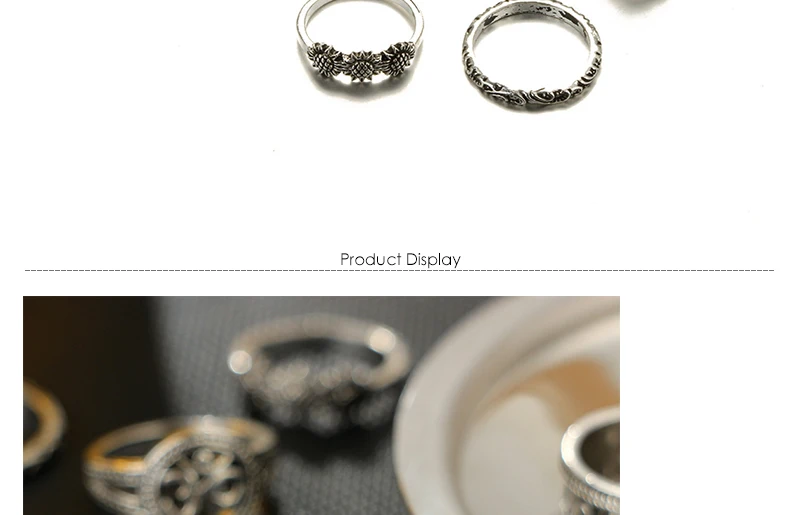 AYAYOO Vintage Engagement Ring Set Punk Antique Silver Color Leaf Geometric Knuckle Midi Rings for Women Jewelry Gift (3)
